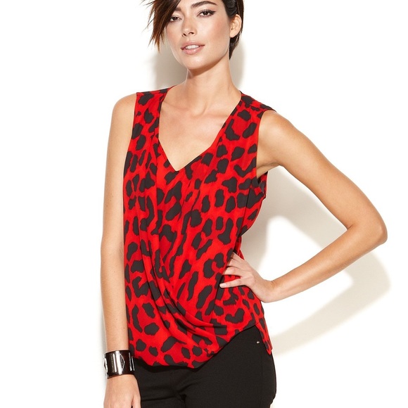red and black leopard top
